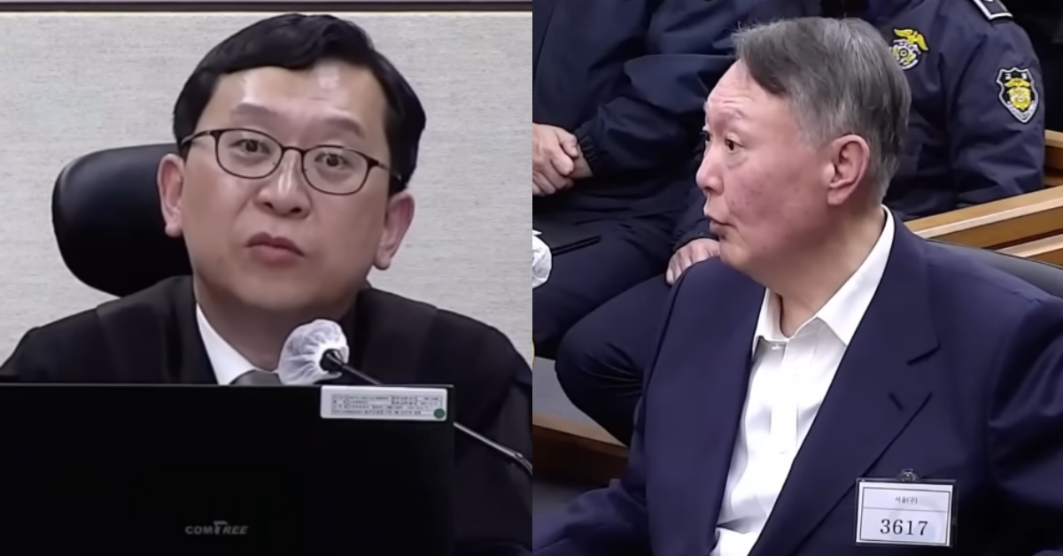 구인영장 집행을 강행하겠다는 이진관 부장판사의 경고에 결국 증인으로 출석한 윤석열. ⓒ유튜브 채널 ‘엠키타카 MKTK’