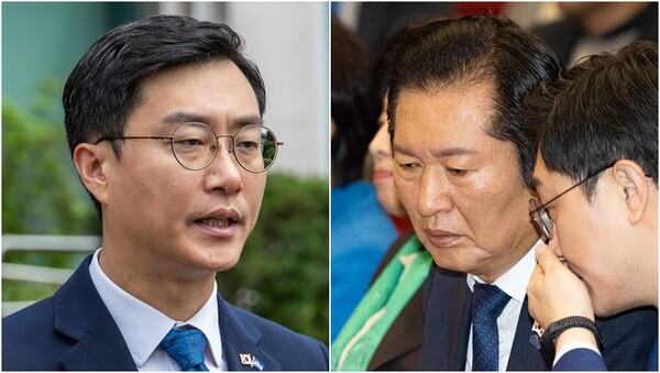 더불어민주당 장경태 의원과 정청래 대표. ⓒ뉴스1 