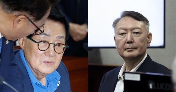 박지원 더불어민주당 의원(좌), 윤석열 전 대통령(우). ⓒ뉴스1