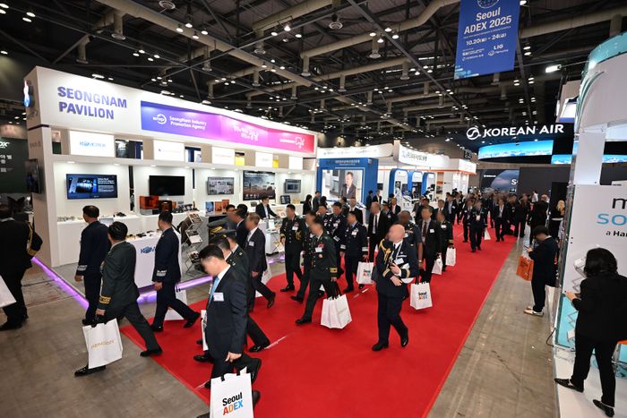 서울국제항공우주 및 방위산업전시회(ADEX)에 설치된 성남시 기업공동관. ⓒ성남시 제공