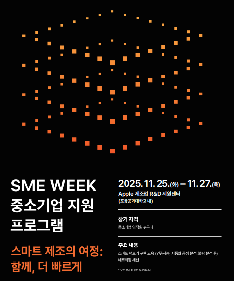 SME 위크 중소기업 지원 프로그램 포스터.