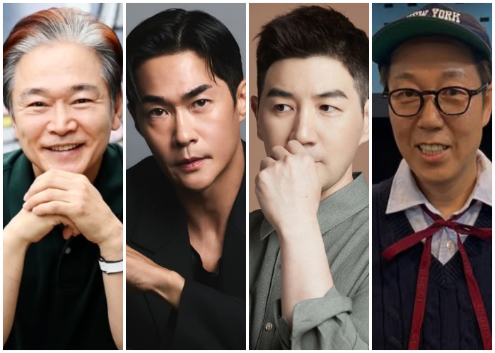 이순재 별세에 추모 전한 배우 정보석, 배정남, 한상진, 개그맨 김영철.(왼쪽부터) 사진출처 및 제공=SNS·빌리언스