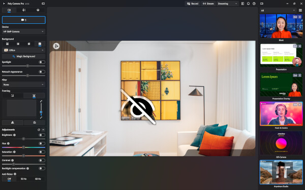 HP 옴니북 X 플립 14에 기본 탑재된 ‘폴리 카메라 프로’ 앱 / 권용만 기자