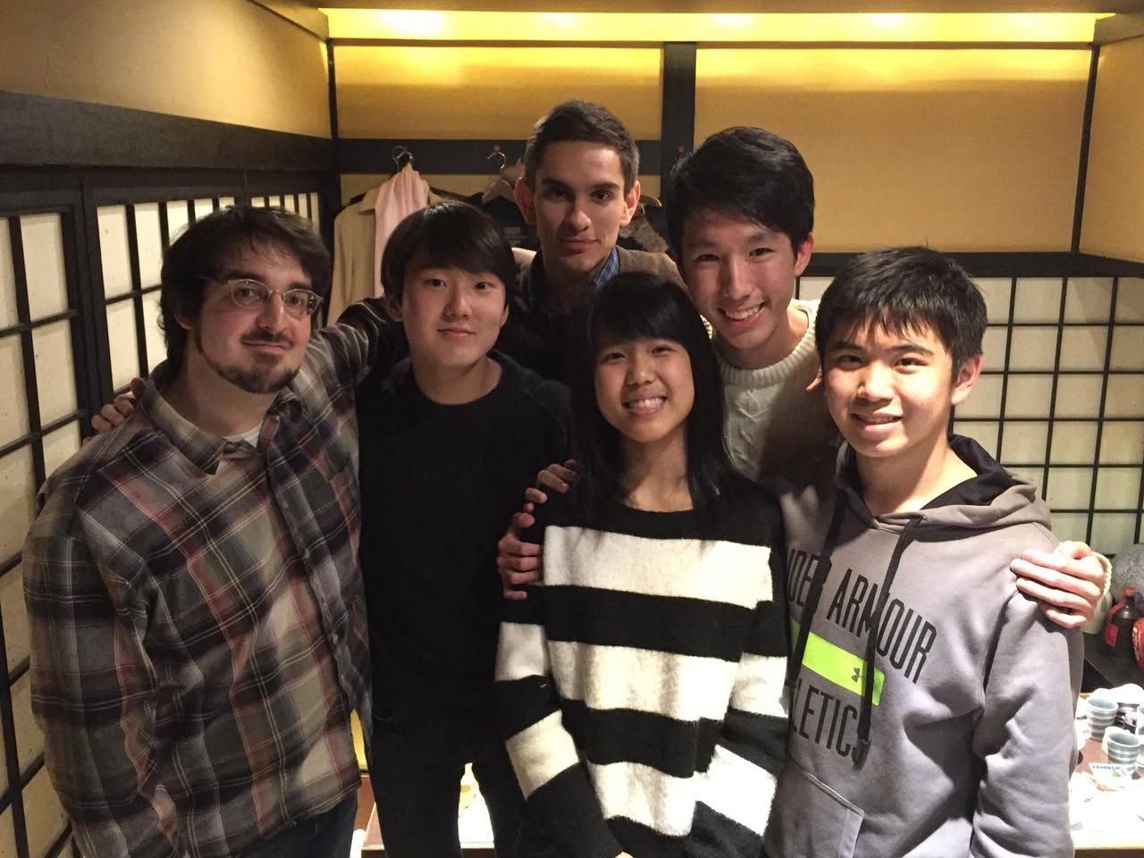 An undated photo shows the six top prize winners of the 17th International Chopin Piano Competition in Warsaw, Poland that took place in 2015, including Cho Seong-jin (second from left) and Eric Lu (second from right). (Cho Seong-jin's Instagram)