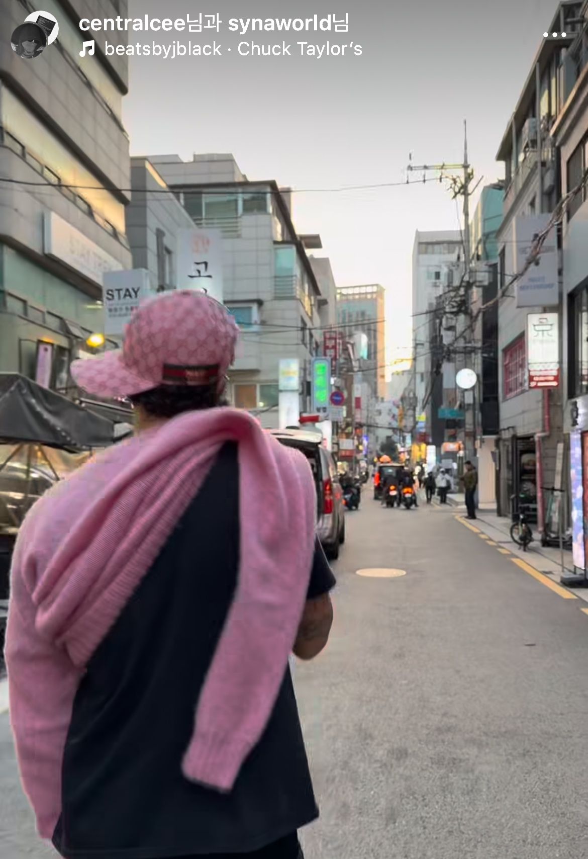 British rapper, Central Cee, walks on the street in Seoul in this image posted on his social media on Nov. 15. (Central Cee's Instagram account)