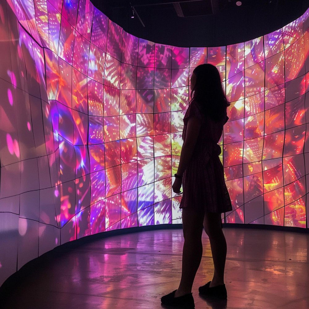 몰입형 미디어 아트 전시 즐기기 / Designed by Freepik