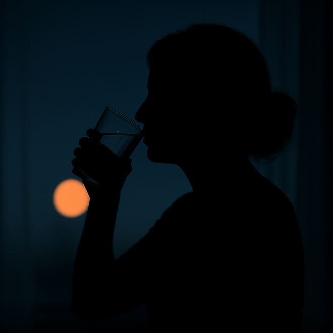 밤에 물을 마시는 사람