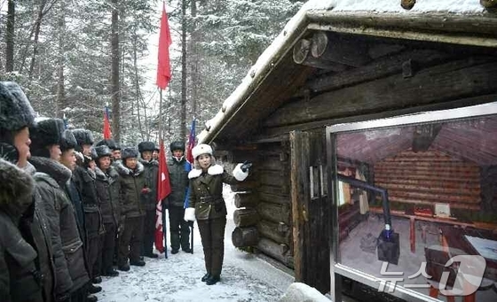 The Rodong Sinmun, the official newspaper of North Korea\'s Workers\' Party, reported on Thursday that the national youth and student expeditionary march to the revolutionary historic sites in the Paektu Mountain region visited the Paektu Mountain Secret Camp Homestead on the previous day / Rodong Sinmun