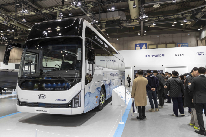 지난 4일부터 7일까지 경기도 고양시 킨텍스에서 개최된 ‘월드 하이드로젠 엑스포 2025’의 현대차그룹 공동 부스 모습. /사진=현대차