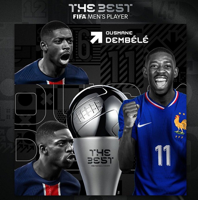 ▲ 2025년 발롱도르 수상을 품에 안으며 세계 최고의 선수가 된 뎀벨레가 FIFA 올해의 남자선수상까지 석권했다. 도르트문트, 바르셀로나 시절 ‘금쪽이’에서 최고의 선수로 ‘환골탈태’했다. ⓒ FIFA