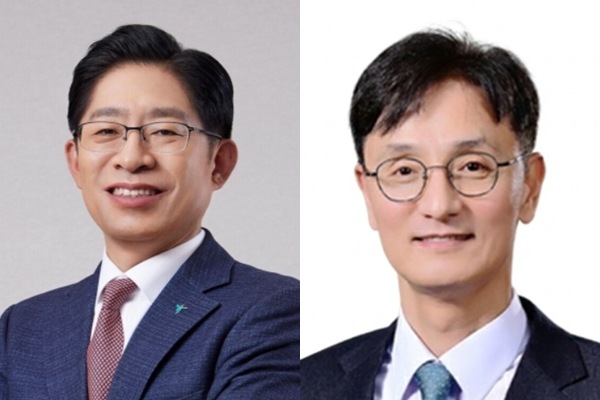 발행어음 사업 인가를 획득한 하나증권과 신한투자증권이 한목소리로 모험자본 투자 확대 계획을 밝혔다. 사진은 강성묵 하나증권 대표이사(왼쪽)와 이선훈 신한투자증권 대표이사. ⓒ허프포스트코리아