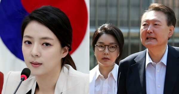 배현진 국민의힘 의원(좌), 윤석열 전 대통령 부부(우). ⓒ뉴스1