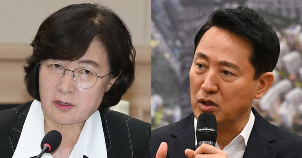추미애 더불어민주당 의원(왼쪽), 오세훈 서울시장(오른쪽). ⓒ뉴스1