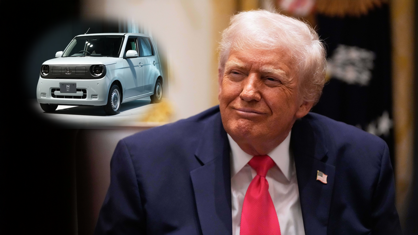 트럼프 대통령이 “작고 귀엽다”며 일본 경차의 미국 생산 허용을 지시했다. 안전 우려에도 빗장을 푼 건 일본의 대미 투자에 대한 화답이자 무역 협상 전략으로 풀이된다. AP/뉴시스·블룸버그 캡처