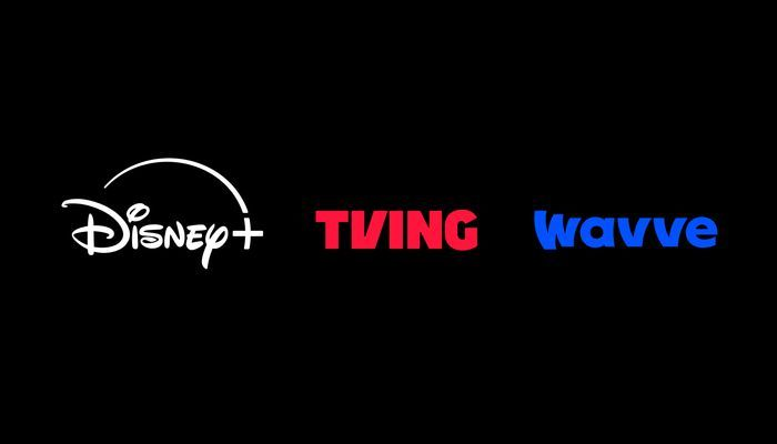 디즈니플러스(왼쪽부터), 티빙, 웨이브 로고ⓒ각사