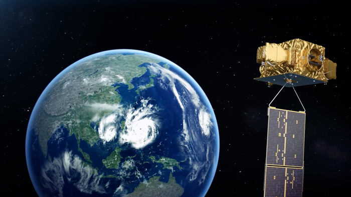 천리안 위성 1호가 임무를 수행 중인 상상도. (화면 = 한국항공우주연구원)