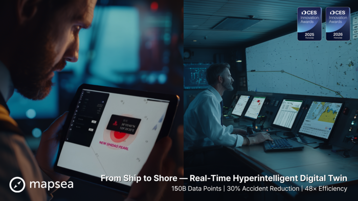 맵시의 인공지능(AI) 기반 해양 디지털 트윈 솔루션.