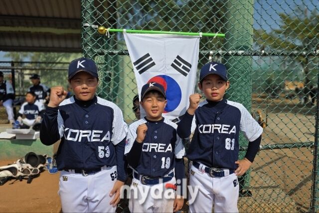 대한유소년야구연맹 20기 꿈나무D대표팀 구도영, 문성규, 황규현(이상 빅드림유소년야구단)./가오슝(대만)=노찬혁 기자