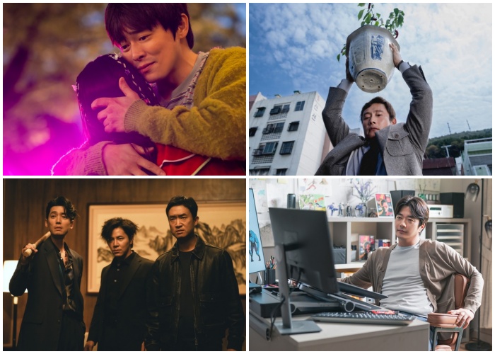 올해 100만 관객을 돌파한 코미디  영화들. '좀비딸'부터 시계방향으로 '어쩔수가없다' '히트맨2' '보스'. 사진제공=NEW·CJ ENM·바이포엠스튜디오·하이브미디어코프