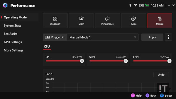 전원 설정은 지속 최대 35W, 순간 최대 55W까지 설정할 수 있다. / 권용만 기자