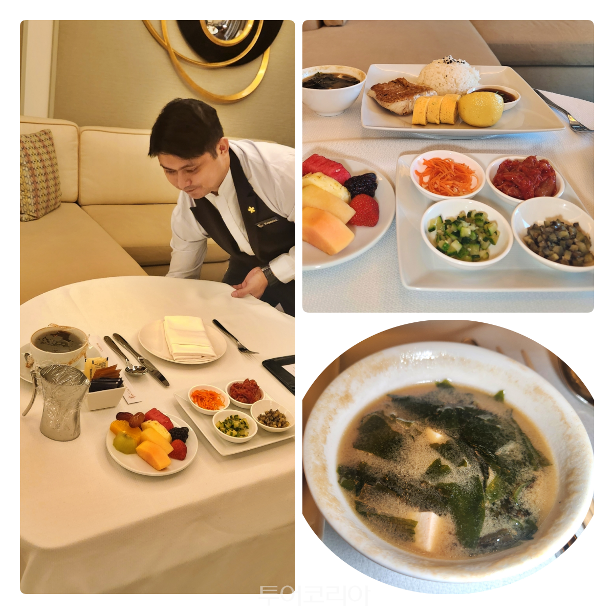 솔레어에서 인룸 다이닝 서비스가 있어 객실에서 한식을 배달 받아 맛볼 수 있다.