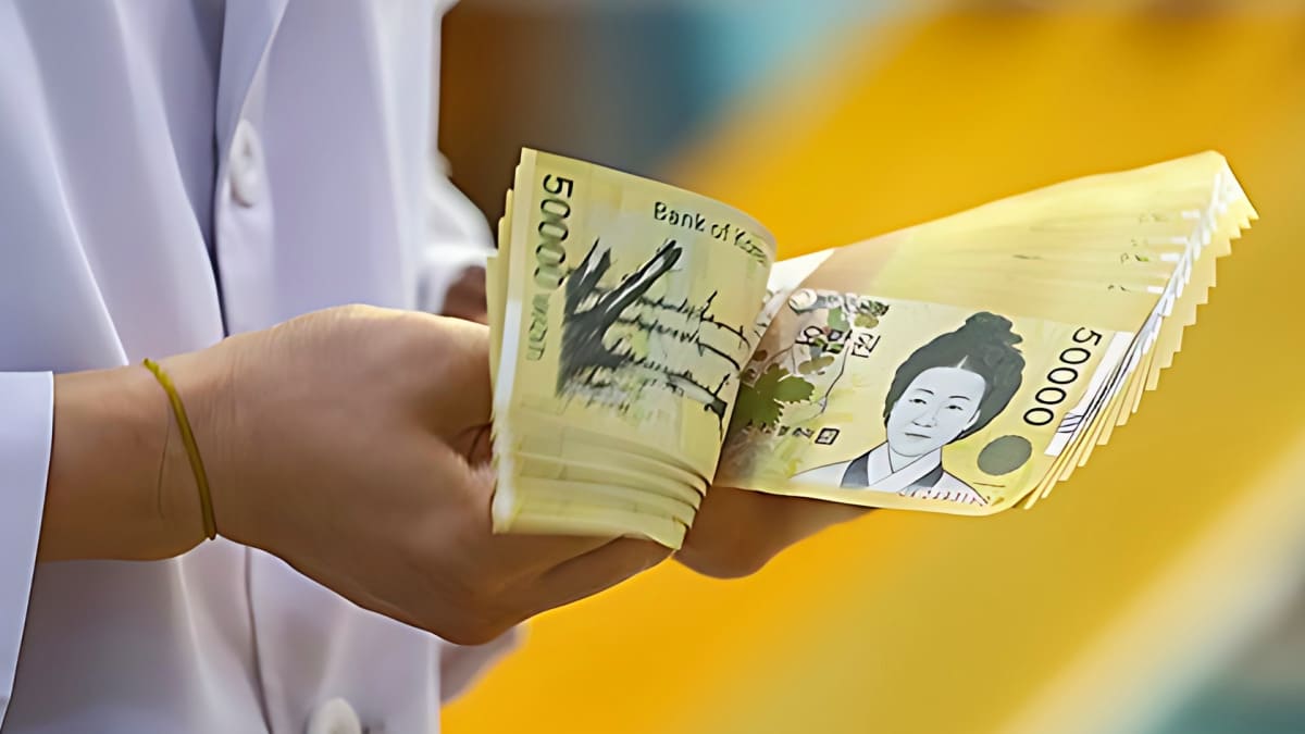 Scare of tissue slices of Korean money