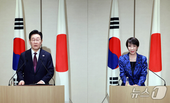  President Lee Jae Myung and Japanese Prime Minister Takaichi Sanae hold a joint press conference at the meeting venue in Nara Prefecture, Japan, on Tuesday 2026.1.13 / News1