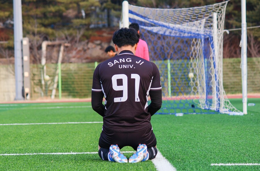 ▲ 상지대 골키퍼 김범수. ⓒ한국대학축구연맹