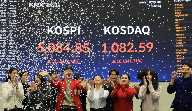 종가 기준, 코스피 5,000 코스닥 1,000 동시 돌파