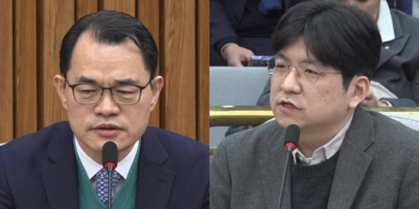 더불어민주당 검찰개혁 공청회에 전문가 패널로 참석한 황문규 중부대 경찰행정학과 교수(왼쪽)와 김민하 시사평론가. ⓒ민주당 유튜브 델리민주 갈무리 