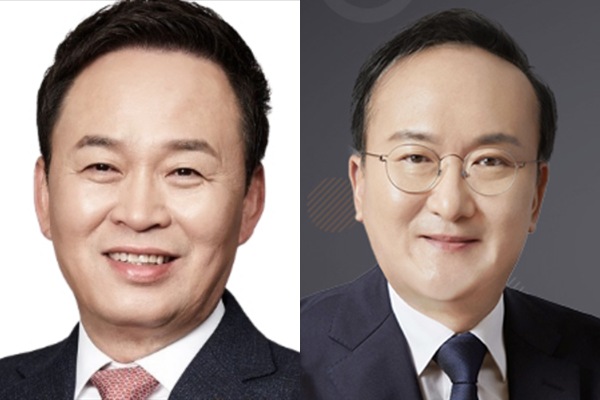 장용호 SK이노베이션 총괄사장(왼쪽)과 이석희 SK온 대표이사 사장. ⓒ SK그룹.