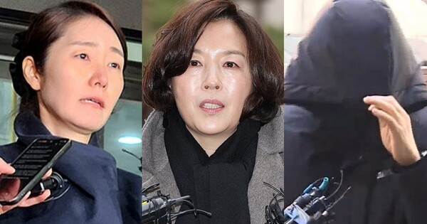 강선우 무소속 의원(왼쪽), 김경 서울시의원(중앙), 강 의원의 전 보좌관 남씨(오른쪽). ⓒ연합뉴스