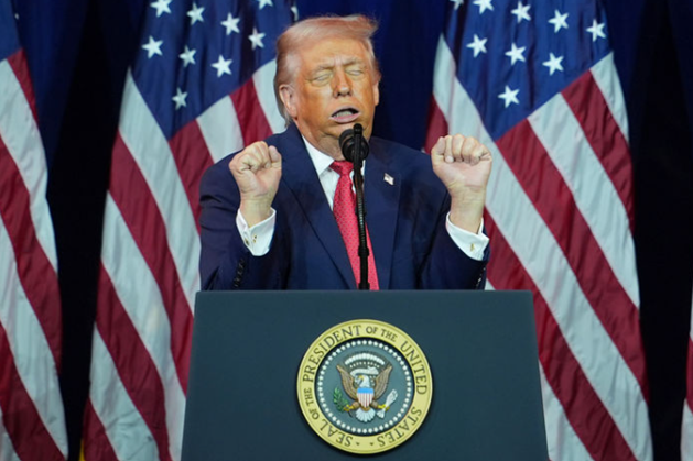 도널드 트럼프 미국 대통령이 6일 워싱턴DC 케네디센터에서 열린 공화당 의원 연례 정책 위크숍에 참석해 연설하고 있다. ⓒAP/뉴시스