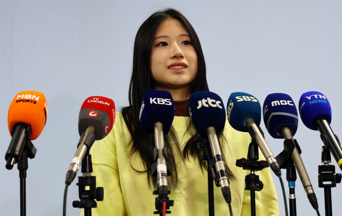 2026 밀라노·코르티나담페초 동계 올림픽 출전권을 획득한 피겨 스케이팅 여자 싱글 이해인 선수가 6일 오전 서울 태릉선수촌실내빙상장에서 기자회견을 하고 있다. ⓒ 뉴시스