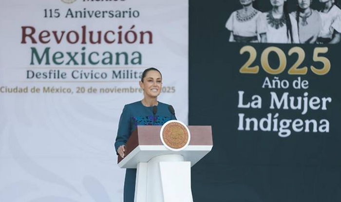 지난해 11 20일 클라우디아 셰인바움 멕시코 대통령이 수도 멕시코시티에서 연설하고 있다. ⓒ신화/뉴시스