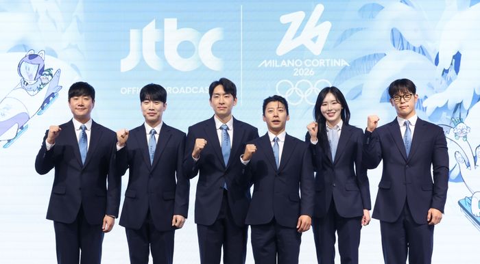 배성재(왼쪽부터), 성승헌, 이승훈, 곽윤기, 김아랑, 윤성빈. ⓒ 데일리안 방규현 기자