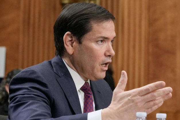 마코 루비오 미국 국무장관이 28일(현지시간) 미국 워싱턴DC에서 열린 상원 외교위원회에 참석해 발언하고 있다. ⓒAP/뉴시스