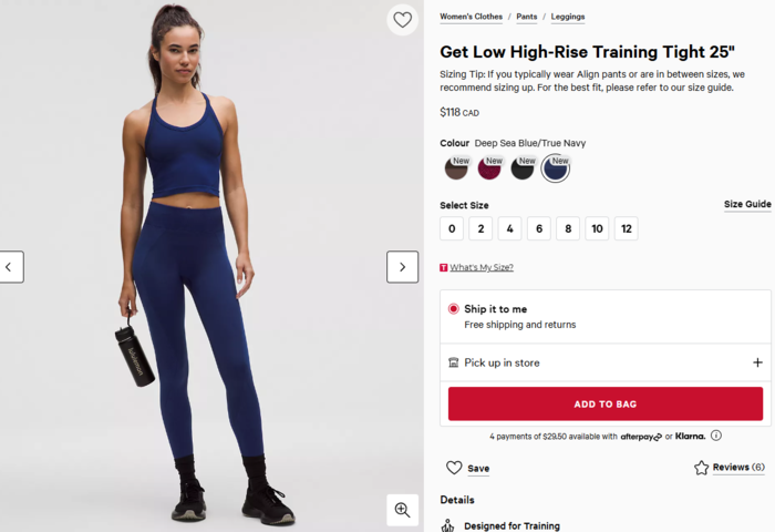 룰루레몬 겟 로우 판매 페이지. 사진=룰루레몬 온라인 스토어 캡처