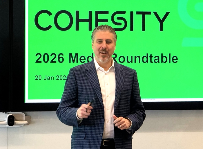 킷 벨 코헤시티 최고매출책임자(CRO)가 20일 오전 서울 송파구 롯데월드타워 코헤시티 사무실에서 열린 기자간담회에서 발표를 하고 있다. (코헤시티 제공)