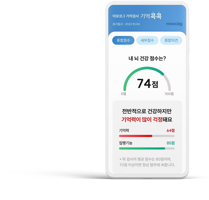이모코그의 모바일 인지기능 평가 서비스 '기억콕콕'(사진=이모코그)