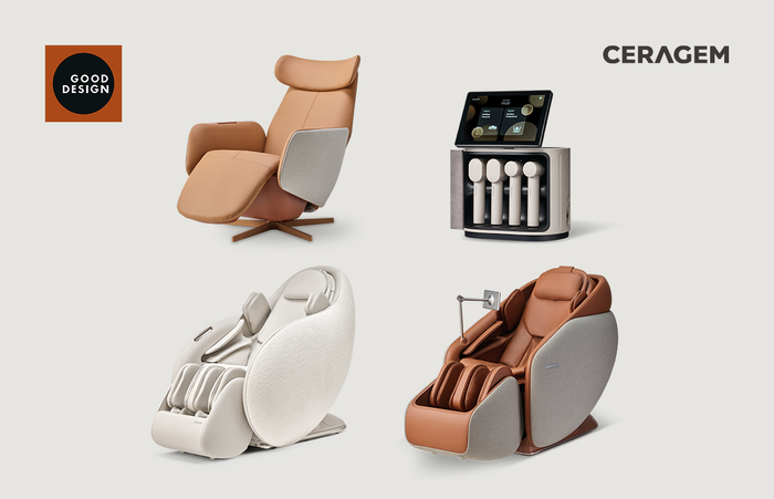 굿디자인 어워드 본상을 수상한 세라젬의 셀트론 순환 체어, 메디스파 프로, 파우제 M8 피트, 파우제 M10.