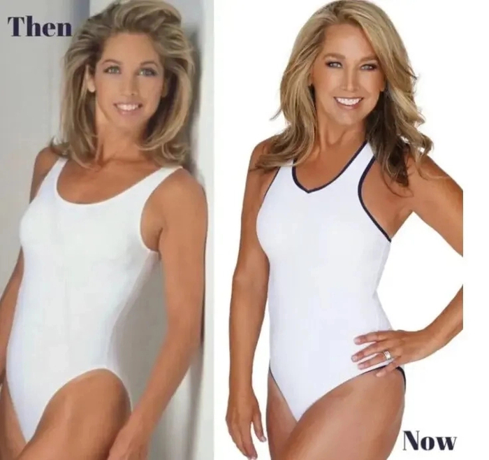 미국 최고의 방송 피트니스 강사인 데니스 오스틴(68)이 36년 전 모습과 현재를 비교한 사진을 공개해 화제다. 사진=데니스 오스틴 소셜미디어(SNS) 캡처