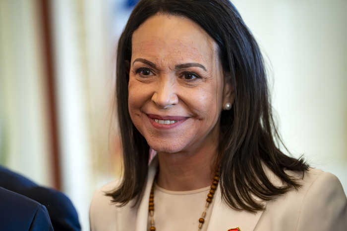 노벨평화상을 수상한 마리아 코리나 마차도 베네수엘라 야당 지도자가 15일(현지시간) 미국 워싱턴 국회의사당을 방문했다. 사진=UPI 연합뉴스