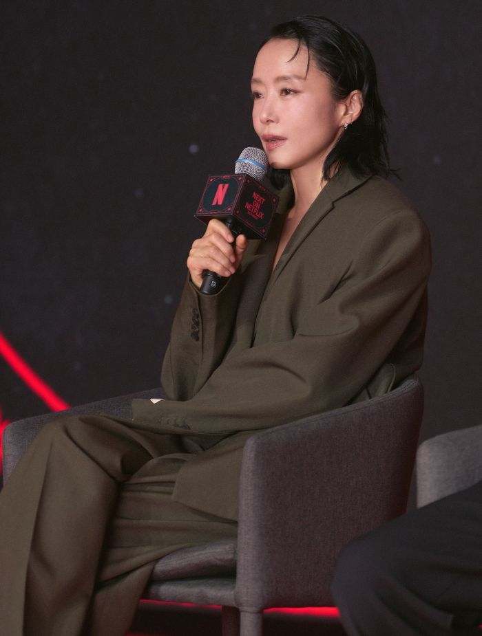 21일 넷플릭스가 2026년 새 콘텐츠를 소개하는 '넥스트 온 넷플릭스 2026 코리아(Next on Netflix 2026 Korea)’ 행사에서 전도연이 영화 '가능한 사랑'에 대해 말하고 있다. 사진제공=넷플릭스