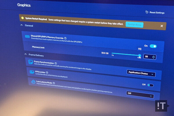 시연 시스템에서는 GPU에 전체 메모리 64GB 중 93%, 59GB까지 할당할 수 있었다. / 권용만 기자