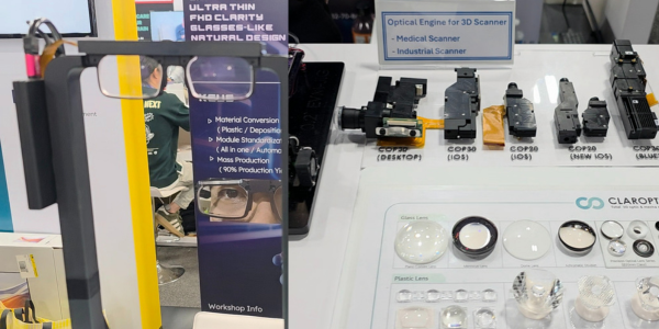 국내 광학기술 스타트업 클레어옵틱의 스마트 글라스(왼쪽). 3D스캐너(오른쪽)/한재희 기자