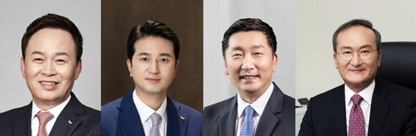 왼쪽부터 장용호 SK이노베이션 총괄 사장과 추형욱 SK이노베이션 사장, 이용욱·이석희 SK온 사장. / 각 사