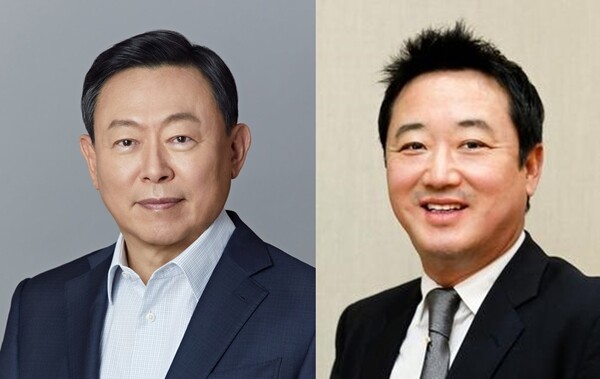 신동빈 롯데그룹 회장(사진 왼쪽)과 이웅렬 코오롱그룹 명예회장 / 조선DB 