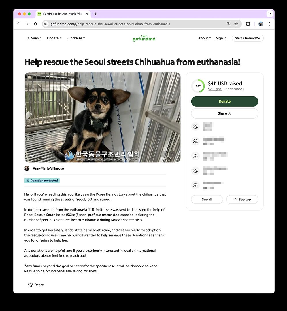 A GoFundMe campaign, organized by a reader based in Texas, raised more than $460 as of Dec. 30.