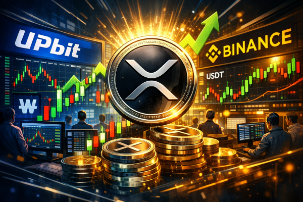 XRP 거래량이 급증하며 업비트와 바이낸스의 점유율 경쟁이 치열해지고 있다. [사진: 챗GPT 생성 이미지]